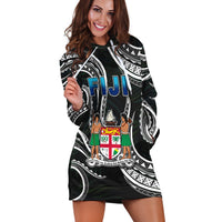 Fiji Coat of Arms Hoodie Dress Polynesian mix Coconut Pattern LT13 - Wonder Print Shop
