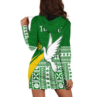 Tailevu Rugby Hoodie Dress Fiji Rugby Tapa Pattern Green LT13 - Wonder Print Shop