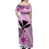 hawaii-off-shoulder-long-dress-kakau-tribal-pink-batik-floral-ver02