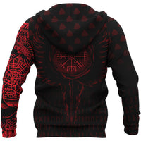 Viking Zip Hoodie - Old Norse Odin Tattoo - Red RLT12 - Wonder Print Shop
