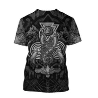 Viking Clothing Huginn Raven, Valknut Tattoo T Shirt RLT12 - Wonder Print Shop