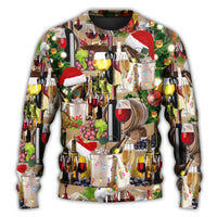 Christmas Wine For A Christmas Night Ugly Christmas Sweater - Wonder Print Shop