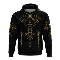 Viking Helm of Awe Gold Art Hoodie LT12 - Wonder Print Shop