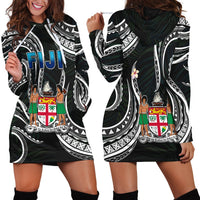 Fiji Coat of Arms Hoodie Dress Polynesian mix Coconut Pattern LT13 - Wonder Print Shop