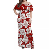 custom-personalised-hawaii-off-shoulder-long-dress-red-simple-tropical-flowers