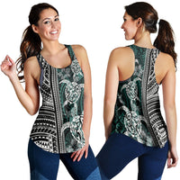 Polynesian Women's Racerback Tank Turtle With Ethnic Motives and Floral Elements LT20 - Wonder Print Shop