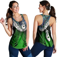 New Zealand Maori Women Racerback Tank Manaia Paua Shell Glitter Green LT4 - Wonder Print Shop