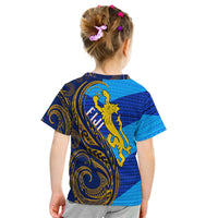 Fiji T Shirt Kid - Flag's Color With Gold Polynesian Pattern LT20 - Wonder Print Shop