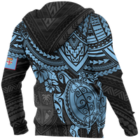 Fiji Polynesian Hoodie Blue Turtle - Wonder Print Shop