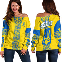 Ukraine Off Shoulder Sweater Ukrainian Pattern LT13 - Wonder Print Shop