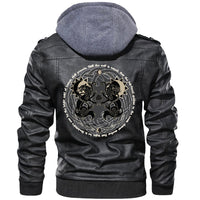 Viking Valknut Zipper Leather Jacket - Moon Wolf RLT12 - Wonder Print Shop