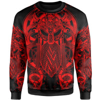 Viking Sweatshirt - Fenrir and Tyr Tattoo Red Version RLT12 - Wonder Print Shop