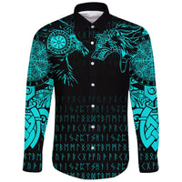 Viking Long Sleeve Button Shirt Raven and Wolf Special Tattoo RLT12 - Wonder Print Shop