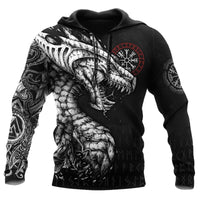 Viking Clothing Viking Dragon, Vegvisir Hoodie New RLT12 - Wonder Print Shop