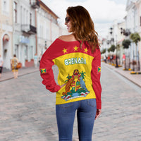 Grenada Women Off Shoulder Power Grenada Mix Coat of Arms LT13 - Wonder Print Shop