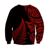 Rugby crewneck sweatshirt with red fern and tribal pattern sleeve panel