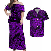 Hawaii Turtle Polynesian Matching Hawaiian Outfits For Couples Plumeria Flower Unique Style - Purple LT8 - Wonder Print Shop