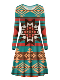 native-american-ethnic-ornament-seamless-pattern-long-sleeve-dress