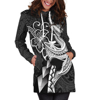 Polynesian Shark Tattoo Hawaii Tribal Hoodie Dress LT12 - Wonder Print Shop