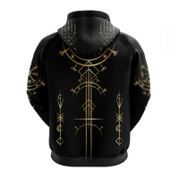Viking Helm of Awe Gold Art Hoodie LT12 - Wonder Print Shop