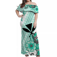 Hawaii Matching Hawaiian Shirt And Dress Kakau Tribal Turquoise Batik Floral Ver.02 LT13 - Wonder Print Shop