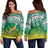 (Custom Personalised) South Africa Rugby Christmas Off Shoulder Sweater Proud Springboks LT13 - Wonder Print Shop