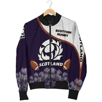 Scotland Rugby Union Bomber Jacket Thistle Flower Purple Original LT20 - Wonder Print Shop