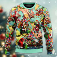 Chirstmas Love Santa World Map Ugly Christmas Sweater - Wonder Print Shop