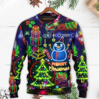 Christmas Bright Neon Lighting Ugly Christmas 3D Printing Sweater - Wonder Print Shop