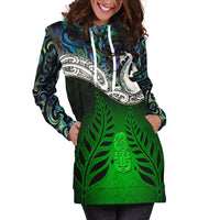 New Zealand Maori Hoodie Dress Manaia Paua Shell Glitter Green LT4 - Wonder Print Shop