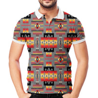 Gray Tribe Pattern Native American Polo T Shirt 3D LT10 - Wonder Print Shop