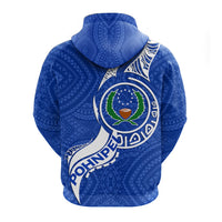 Custom Pohnpei Zip Up Hoodie Micronesia Pride Blue LT12 - Wonder Print Shop