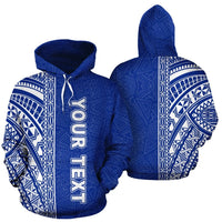 Custom Polynesian Hoodie - Blue Poly Line - Wonder Print Shop
