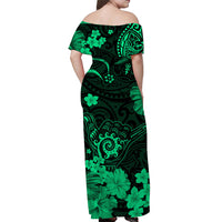 hawaii-off-shoulder-long-dress-polynesia-green-cool-shaka-sign