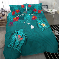 (Custom Personalised) Hawaiian Islands Bedding Set - Hawaii Tropical Flowers and Turtles Turquoise LT13 - Wonder Print Shop