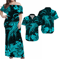 Hawaii Matching Hawaiian Shirt And Dress Polynesia Turquoise Shark LT13 - Wonder Print Shop