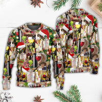 Christmas Wine For A Christmas Night Ugly Christmas Sweater - Wonder Print Shop