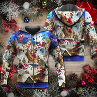 Christmas Up On Rooftop Santas Busiest Night With Reindeer Hoodie - Wonder Print Shop