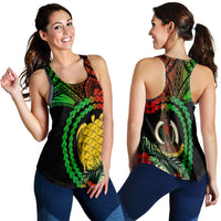 Vanuatu Heart Polynesian Women Racerback Tank Turtle Sand Drawings LT13 - Wonder Print Shop