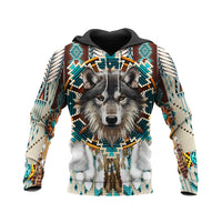 Blue Mandala Feather Wolf Native American 3D Hoodie LT10 - Wonder Print Shop
