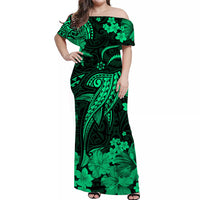 Hawaii Matching Hawaiian Shirt And Dress Polynesia Green Shark LT13 - Wonder Print Shop