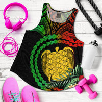 Vanuatu Heart Polynesian Women Racerback Tank Turtle Sand Drawings LT13 - Wonder Print Shop