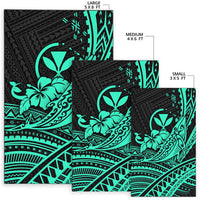 Hawaii Humpback Whale With Hibiscus Tribal Turquoise Area Rug LT12 - Wonder Print Shop