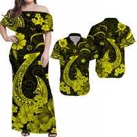 Hawaii Matching Hawaiian Shirt And Dress Polynesia Yellow Fish Hook LT13 - Wonder Print Shop