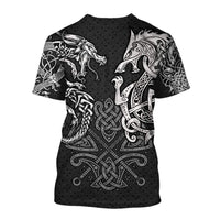 Viking Clothing Viking Wolf and Dragon Tattoo T Shirt RLT12 - Wonder Print Shop