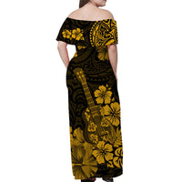 Hawaii Matching Hawaiian Shirt And Dress Polynesia Gold Ukulele Flowers LT13 - Wonder Print Shop