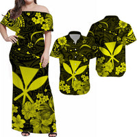 Hawaii Matching Hawaiian Shirt And Dress Polynesia Yellow Kanaka Maoli LT13 - Wonder Print Shop