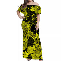 Hawaii Matching Hawaiian Shirt And Dress Polynesia Yellow Beautiful Hula Girl LT13 - Wonder Print Shop