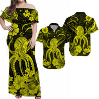 Hawaii Matching Hawaiian Shirt And Dress Polynesia Yellow Octopus LT13 - Wonder Print Shop