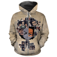 African Hoodie 90s Huey Freeman Zip Hoodie - Wonder Print Shop